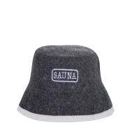 Шапка банная  "Панама" с вышивкой, войлок серый Главбаня