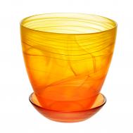 Горшок с поддоном  желтый/оранжевый 13 см органза НЗСС
