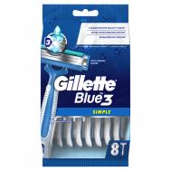 Одноразовые мужские бритвы  Blue3 Simple, с 3 лезвиями, 8, фиксированная головка GILLETTE