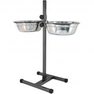 Стойка с мисками  Регулируемая шагрень металлическая h 60 см 2500 мл 2 шт Хорошка