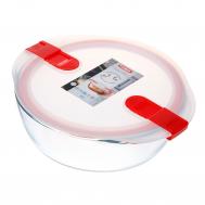 Форма для запекания  и хранения круглая с пластиковой крышкой и зажимами по бокам 26х23см Pyrex