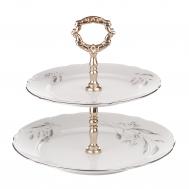 Этажерка 2-х ярусная 1794 декор серебряные колосья, отводка платина THUN