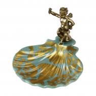 Блюдо  с бронзовым ангелом   14x15x11см ГЛАСАР