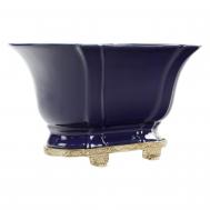 Чаша  фарфоровая на бронзовых ножках 29,21см синий ГЛАСАР