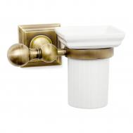 Стакан для зубных щеток  белый с золотым 15х11,2х10,3 см WESS