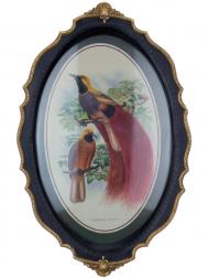 Панно  в овальной резной раме две птицы, 39x24x3 см ГЛАСАР