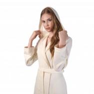 Халaт вафельный женский с капюшоном  Сенсо р.42 молочный Cleanelly