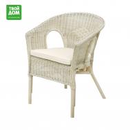 Кресло  berlin с подушкой wash white бежевые подушки Rattan grand