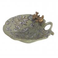 Блюдо с птичками  15x15x6см зеленый ГЛАСАР