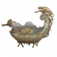 Чаша для фруктов с леопардом  45x18x32см бирюзовый ГЛАСАР