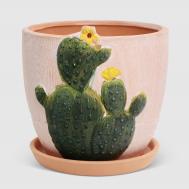 Горшок для цветов  Кактус c поддоном 18х18х16 см Fujian Jianteng