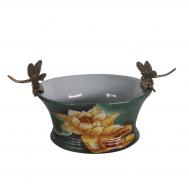 Чаша со стрекозами  17x11x10см зеленый ГЛАСАР