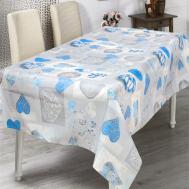 Скатерть  Венере белый с синим 140х240 см Melangio