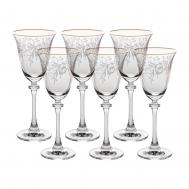 Набор бокалов для белого вина  Asio Панто, затирка золото 185 мл 6 шт Crystalite Bohemia