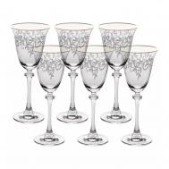 Набор бокалов для белого вина  Asio Панто, затирка платина 185 мл 6 шт Crystalite Bohemia