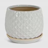 Горшок  для цветов с поддоном Белый ячейки d25 Viet Thanh