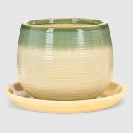 Горшок для цветов с поддоном  Бежевый/зеленый D25 Viet Thanh