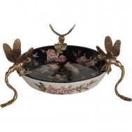 Блюдо  на стрекозах 22x22x8 см черный ГЛАСАР