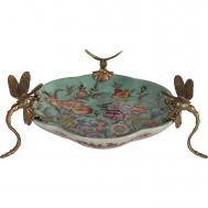 Блюдо  на стрекозах 31x31x9 см бирюзовый ГЛАСАР