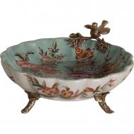 Блюдо  с птичкой 20x20x11 см бирюзовый ГЛАСАР