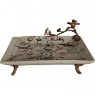 Блюдо  с птичкой 22x19x11 см бело-розовый ГЛАСАР