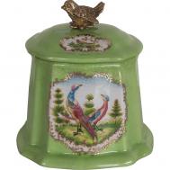 Шкатулка  зеленая с птичкой 10x9x10 см ГЛАСАР