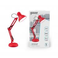 Светильник настольный  GT0024 60W 220-240V E27 красный струбцина и основание Gauss