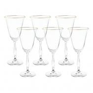 Набор бокалов для красного вина  Fregata отводка золото 250 мл 6 шт Crystalite Bohemia