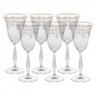 Набор бокалов для белого вина  Fregata панто отводка золото 185 мл 6 шт Crystalite Bohemia