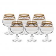 Набор рюмок для бренди  Sterna панто 2 отводки золото 250 мл 6 шт Crystalite Bohemia