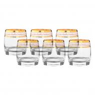 Набор стаканов для виски  Pavo панто 2 отводки золото 230 мл 6 шт Crystalite Bohemia