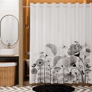 Шторка для ванной  Dill белая с черным 200х200 см Wasserkraft