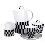 Сервиз кофейный  Tom черно-белые полосы 17 предметов 6 персон Thun 1794