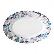 Блюдо овальное  Роза Голубая роза отводка платина 36 см Thun 1794