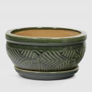 Горшок для цветов  с поддоном зеленый глянцевый d31 Viet Thanh