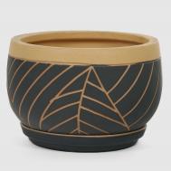 Горшок для цветов  с поддоном сине бежевый d26 Viet Thanh