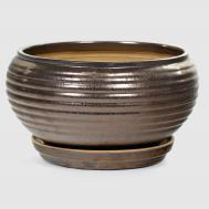 Горшок для цветов с поддоном  полоски бронза d39 Viet Thanh