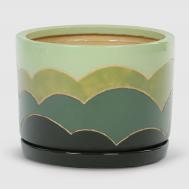 Горшок для цветов с поддоном  Зеленый градиент d33 Viet Thanh