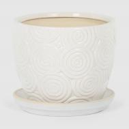 Горшок для цветов с поддоном  Круги белый d16 Viet Thanh