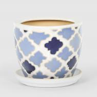 Горшок для цветов с поддоном  Голубой узор D29 Viet Thanh