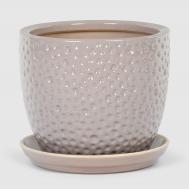 Горшок для цветов с поддоном  Рельеф бежевый d22 Viet Thanh