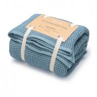 Плед жаккардовый вафельный  Wafer 170х130 см голубой Дм текстиль