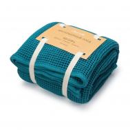 Плед жаккардовый вафельный  Wafer 170х130 см бирюзовый Дм текстиль