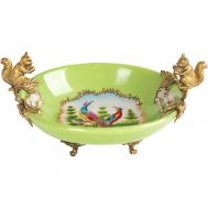 Чаша  с белочками 20х13х9 см зеленая ГЛАСАР