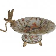 Чаша  со стрекозой 27х15х13 см бежевая ГЛАСАР