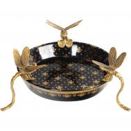 Блюдо  со стрекозами 21х21х9 см черное ГЛАСАР