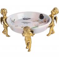 Блюдо  на трех ангелах 22х22х11 см голубое ГЛАСАР