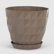 Горшок с поддоном  Crystal 13,5x13,5 см мокко Serinova