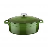 Кастрюля  овальная 3,19 л чугун зеленая Lava
