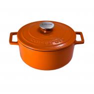 Кастрюля  круглая 22 см 3 л чугун оранжевая Lava